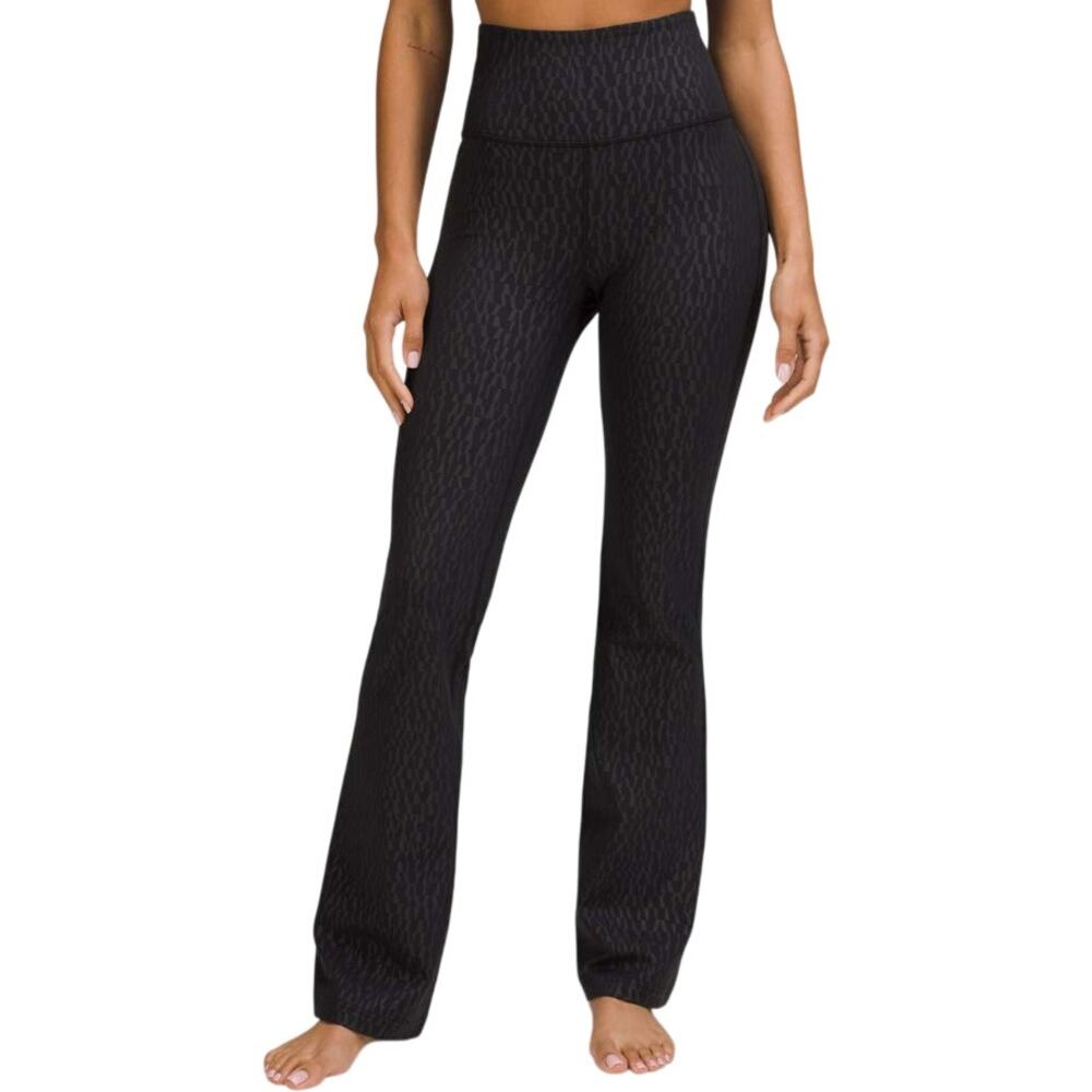 Lululemon Groove Super High Rise Flare Nulu Segment Emboss Black 4 NWOT